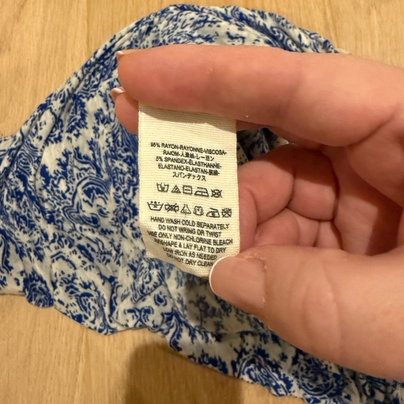 Free People Blue and Cream Patterned Flowy Layered Dress - Picture 4 of 6